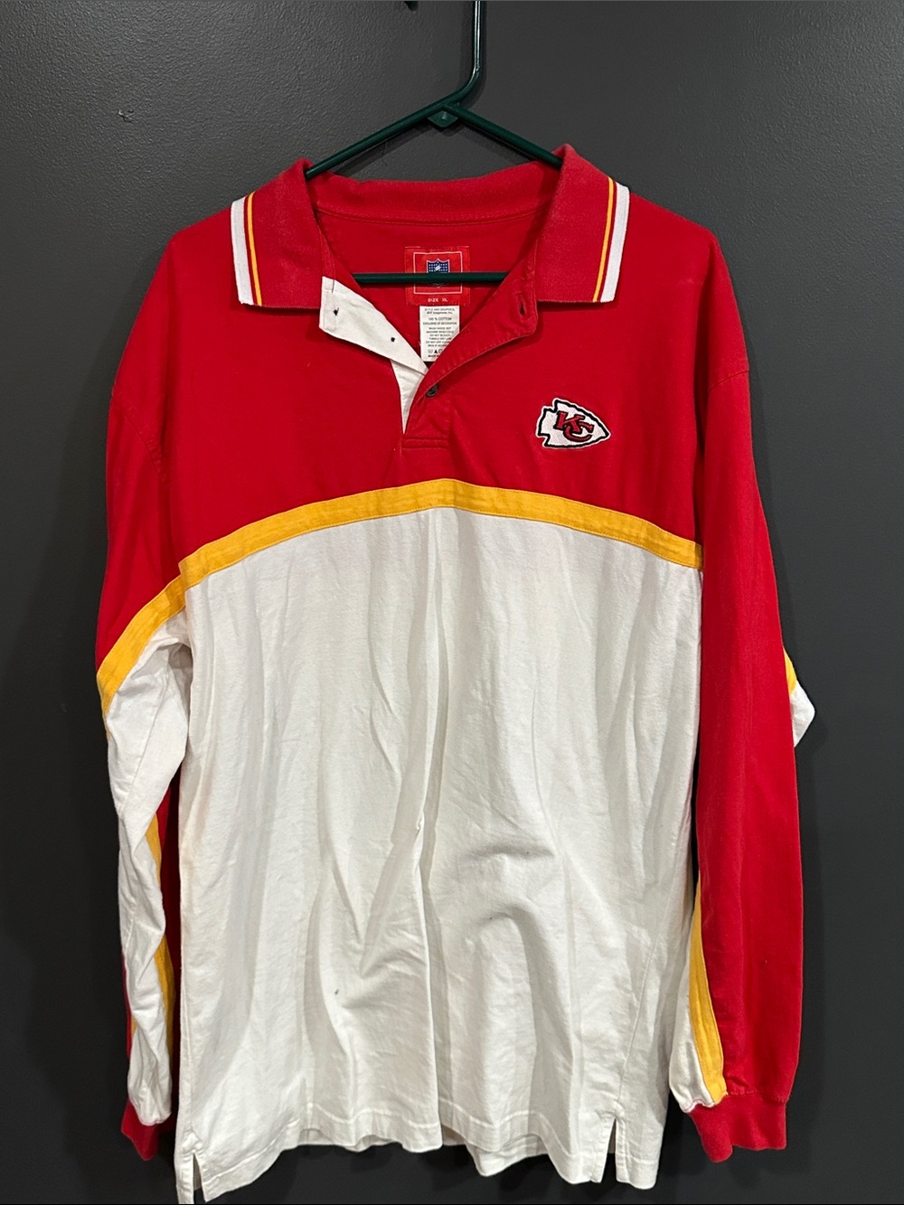 Vintage Kansas City Chiefs Long Sleeve Rugby Shirt XL